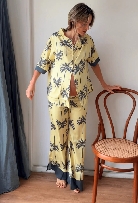 Pijama Camisero Tropical Lima - MAE Intimates