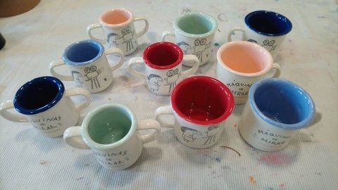 Mate Taza Plato - Máquinas de Mirar x Pintamonas cerámicas