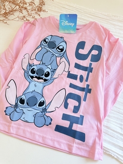 Remera Disney mangas largas stich rosa - Los Chiches de Justina
