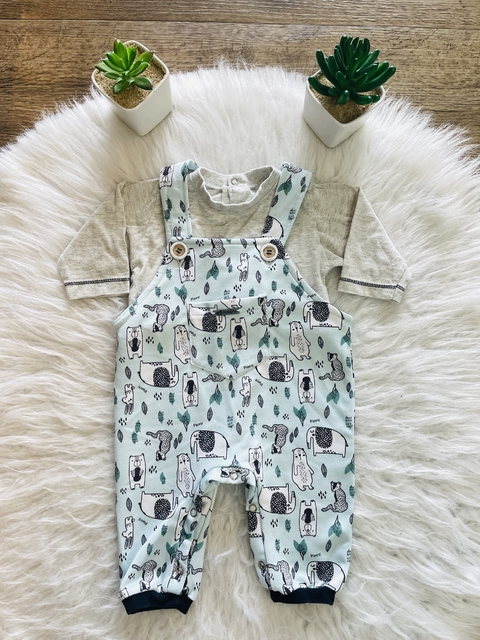 Jardineira moletinho 3 a 6 meses - comprar online
