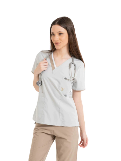 Chaqueta Mujer Mix Gris Perla Safari