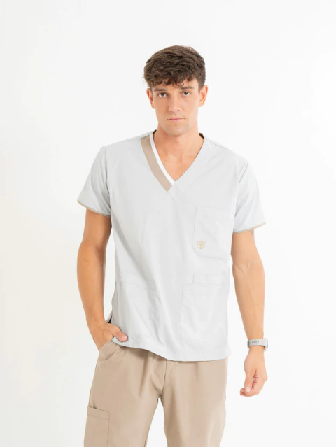 Chaqueta Mix Hombre Gris Perla Safari