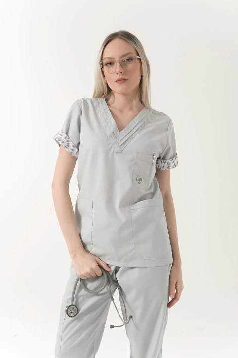 Chaqueta Alforza Gris Perla Osadia