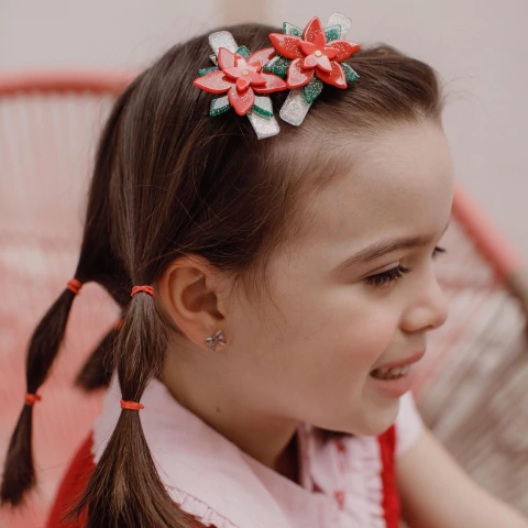 Bico de Pato Flor de Natal Vermelho Texturizado