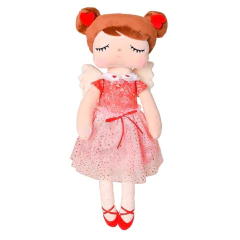 Boneca Metoo Doll Angela Fada Mia de pelúcia, com vestido rosa e asas, brinquedo infantil colecionável.