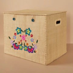 Caixa de Armazenamento de Ráfia Natural com Flores - Rice Dk - comprar online