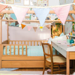 cama-woody-casinha-pitanga-tauari-com-cama-auxiliar-e-grades-palitadas