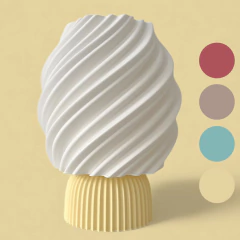 Luminária decorativa em formato de sorvete com cúpula branca e base amarela, ideal para iluminação e decoração de ambientes.