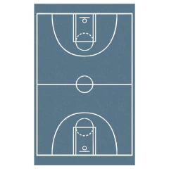 Playmat infantil com estampa de quadra de basquete clássica, ideal para decoração de ambientes e áreas de lazer.