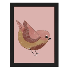 quadro-a4-passaro-fundo-rosa-old-mimoo-toys