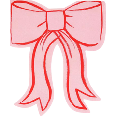 Guardanapo de papel em formato de laço rosa da marca Meri Meri, ideal para festas temáticas de bailarinas, princesas ou Ladurée.