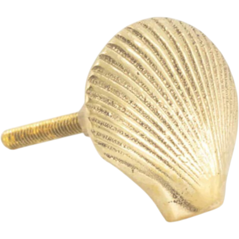 Puxador de latão em formato de concha Abby Shell da marca Doing Goods, ideal para decoração de móveis.