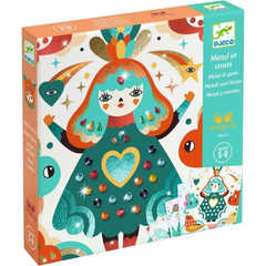 Caixa do Quadro Folha Metálica Harmonia da Djeco, kit de arte e craft para crianças de 5 a 8 anos, com ilustração colorida e pedras decorativas.
