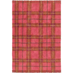 Tapete lavável Tartan Vintage Red 140 x 190cm da Lorena Canals com estampa xadrez em tons de vermelho.