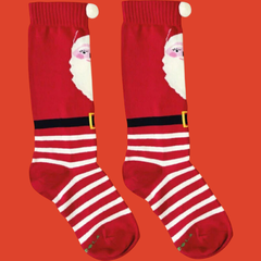 Meias infantis vermelhas com estampa do Papai Noel da marca Cantarola, ideais para o Natal.