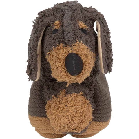 Cesto decorativo infantil em formato de cachorro da linha Dogs Sparky, nas cores marrom e bege, da marca Lorena Canals.