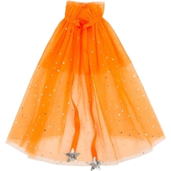 Capa infantil laranja com detalhes de estrelas prateadas, modelo Céu de Estrelas da marca Minibossa.