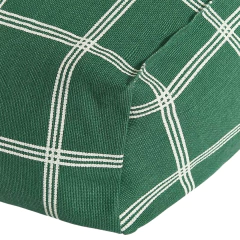 Detalhe do tecido do Puff VIBES Infantil Beanbag verde e branco da Nobodinoz, com padrão xadrez em listras brancas sobre fundo verde.