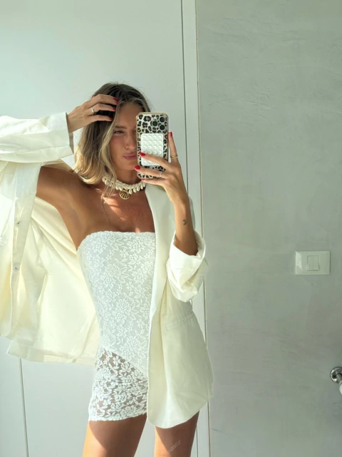 VESTIDO STRAPLES CON BODY WHITE - comprar online