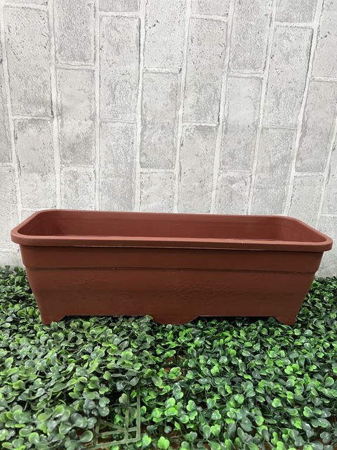 Jardineira de Plástico Resistente Marrom (46x16 cm) - Ideal para Folhagens, Flores e Hortaliças