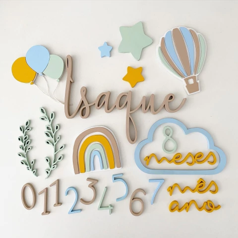 COMBO: Letreiro c/ nome 3D + Kit-mêsversário (6 TEMAS) - comprar online