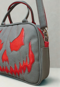 Maleta Nara Prado Abóbora Halloween Cinza e Vermelha - Nara Prado