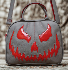 Maleta Nara Prado Abóbora Halloween Cinza e Vermelha - comprar online