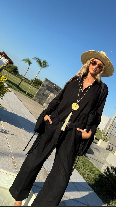 MONO LARGO BLACK | Lino rayón - comprar online