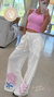 PANTALON CHILL LINO OFF WHITE/ROSA | Lino rayón - comprar online