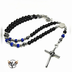 Rosario Ágata azul y Onix negro - comprar online