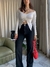 JEAN STRAIGHT black costura blanca
