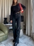 JEAN STRAIGHT black costura blanca - tienda online