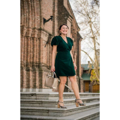 Vestido cruzado terciopelo Verde