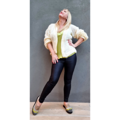 Saco lana mohair corto con manga burbujas natural - tienda online