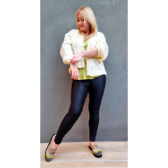 Saco lana mohair corto con manga burbujas natural - tienda online