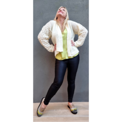 Saco lana mohair corto con manga burbujas natural - comprar online