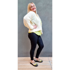 Saco lana mohair corto con manga burbujas natural - comprar online