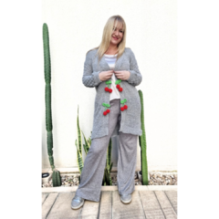Saco largo lana mohair cerezas gris en internet