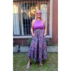 Vestido largo liberty azul, morley púrpura - comprar online