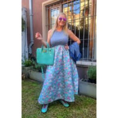 Imagen de Vestido largo flores aqua, morley gris
