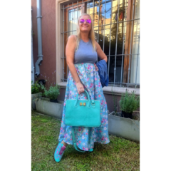 Vestido largo flores aqua, morley gris en internet