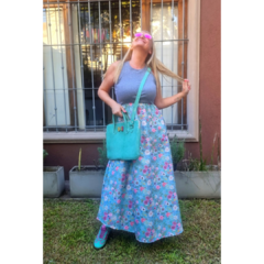 Imagen de Vestido largo flores aqua, morley gris