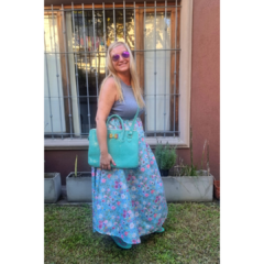 Vestido largo flores aqua, morley gris en internet
