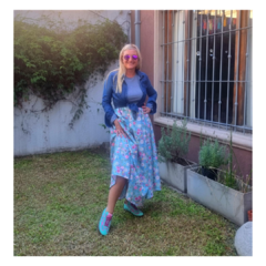 Vestido largo flores aqua, morley gris - tienda online