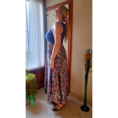 Vestido largo liberty azul, morley azul francia - comprar online