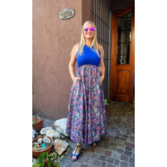Vestido largo liberty azul, morley azul francia