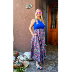 Vestido largo liberty azul, morley azul francia - tienda online