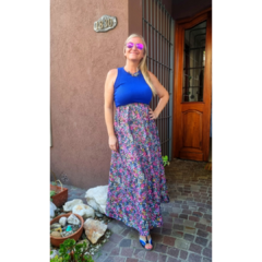 Vestido largo liberty azul, morley azul francia