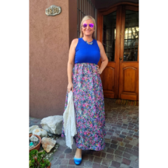 Vestido largo liberty azul, morley azul francia - comprar online