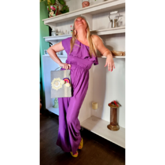 Mono un solo hombro púrpura, lino lurex - comprar online